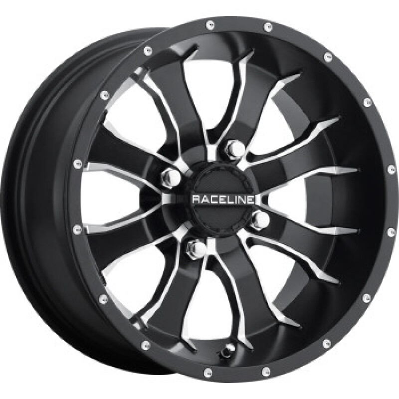 Raceline A7710511-32 - A77 Mamba 10x5in / 4x110 BP /3+2 18mm Offset / 83.8mm Bore - Black & Machined Wheel