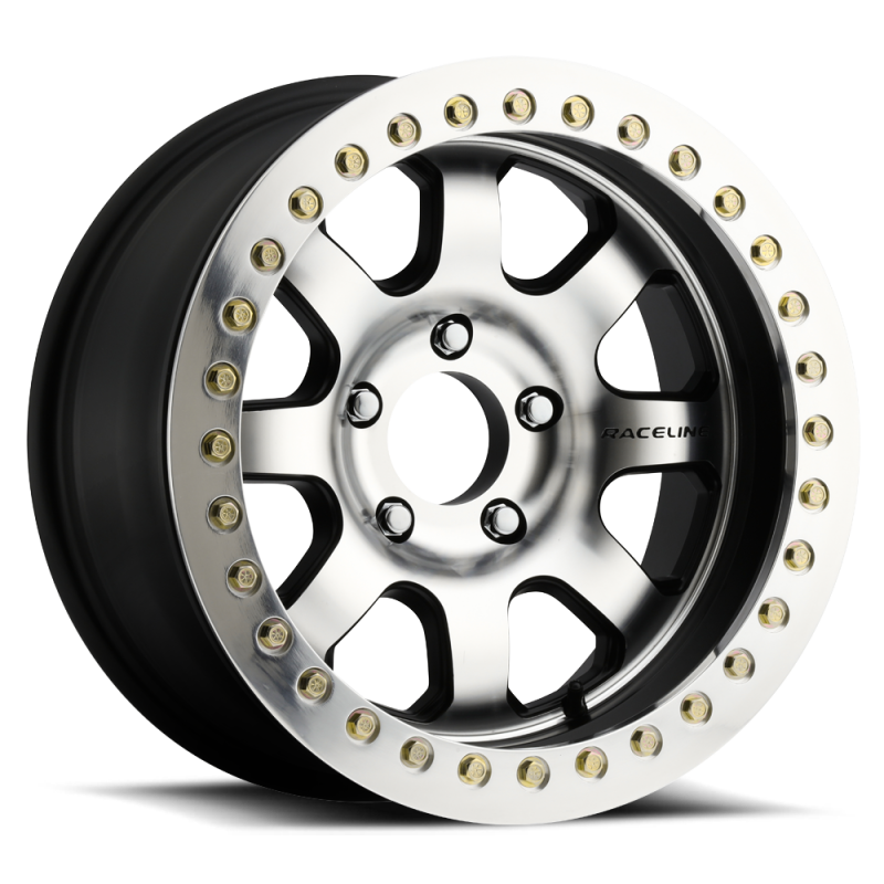Raceline RT260-78550-25 - RT260 Avenger 17x8.5in/5x127 BP/-25mm Offset/83.82mm Bore - Black & Machined Beadlock Wheel