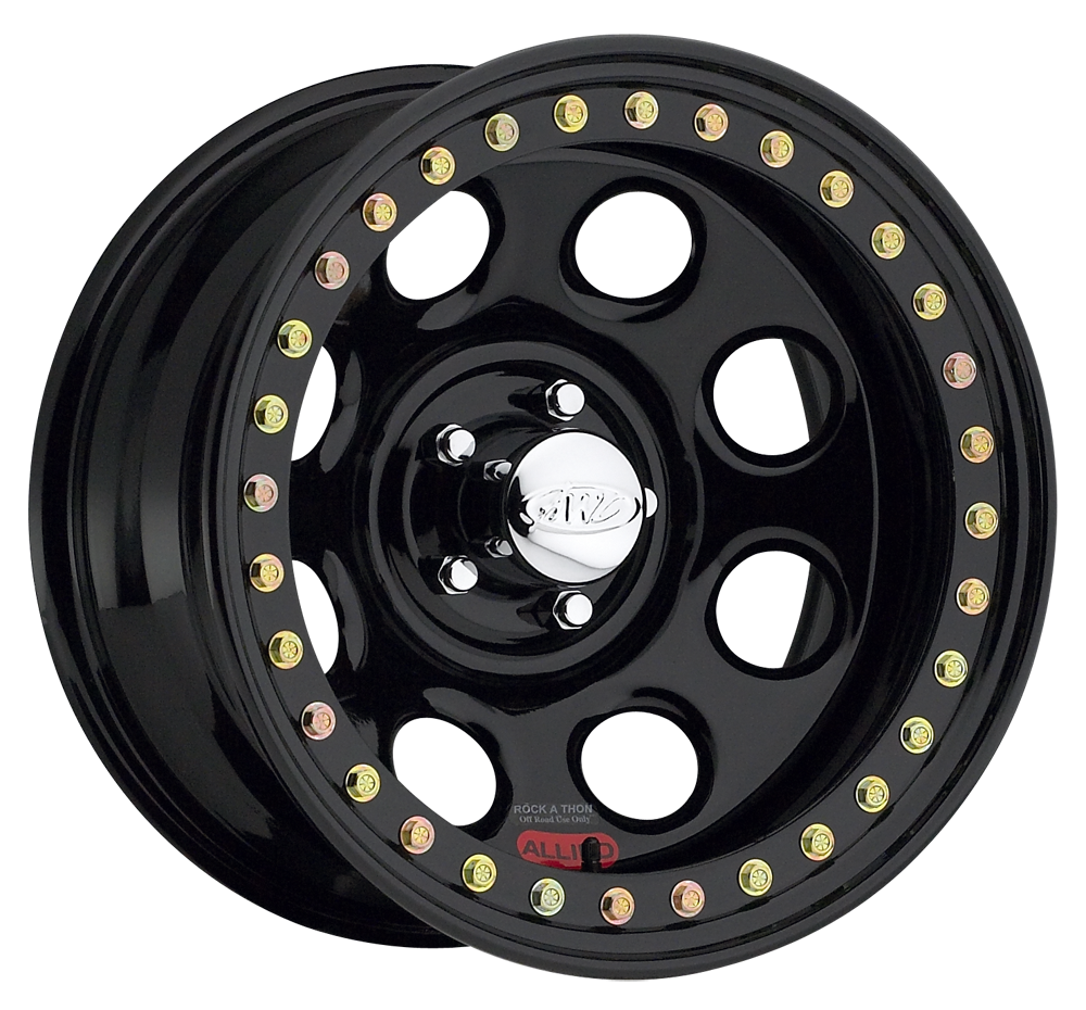 Raceline RT8150012 - RT81 Rock 8 15x10in / 5x114.3 BP / -44mm Offset / 83.82mm Bore - Gloss Black Beadlock Wheel
