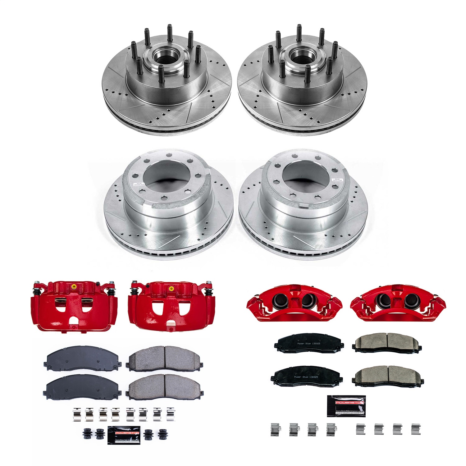 PowerStop KC6820A - Power Stop 13-22 Ford F-250 Super Duty Front & Rear Z23 Evolution Kit w/Cals