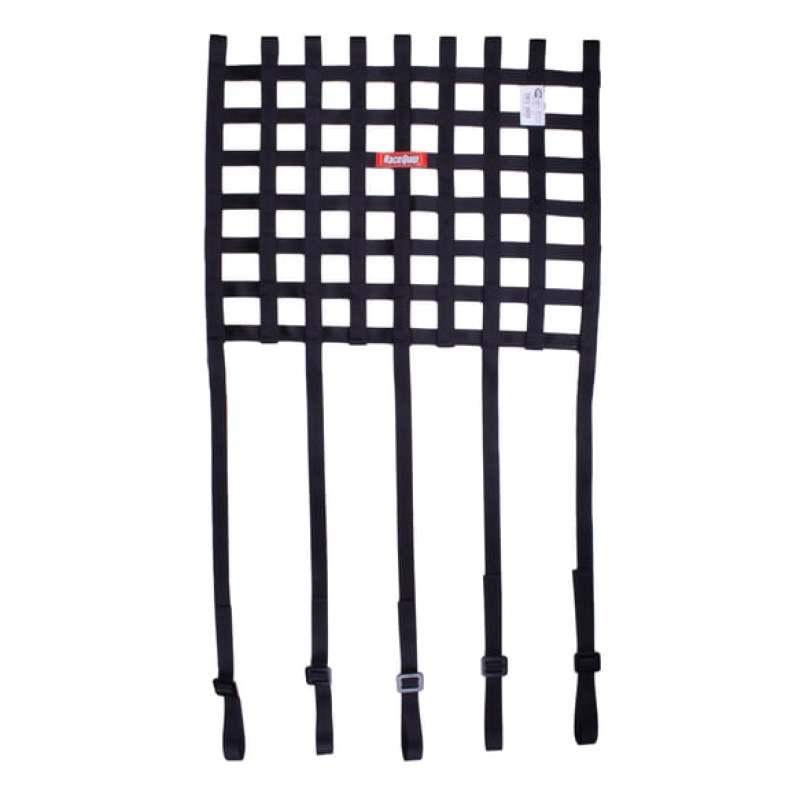 Racequip 825005 - Ribbon Style Race Car Window Net w/1In Mounting Straps / SFI 27.1 Certified Blk 18 H X 24 W
