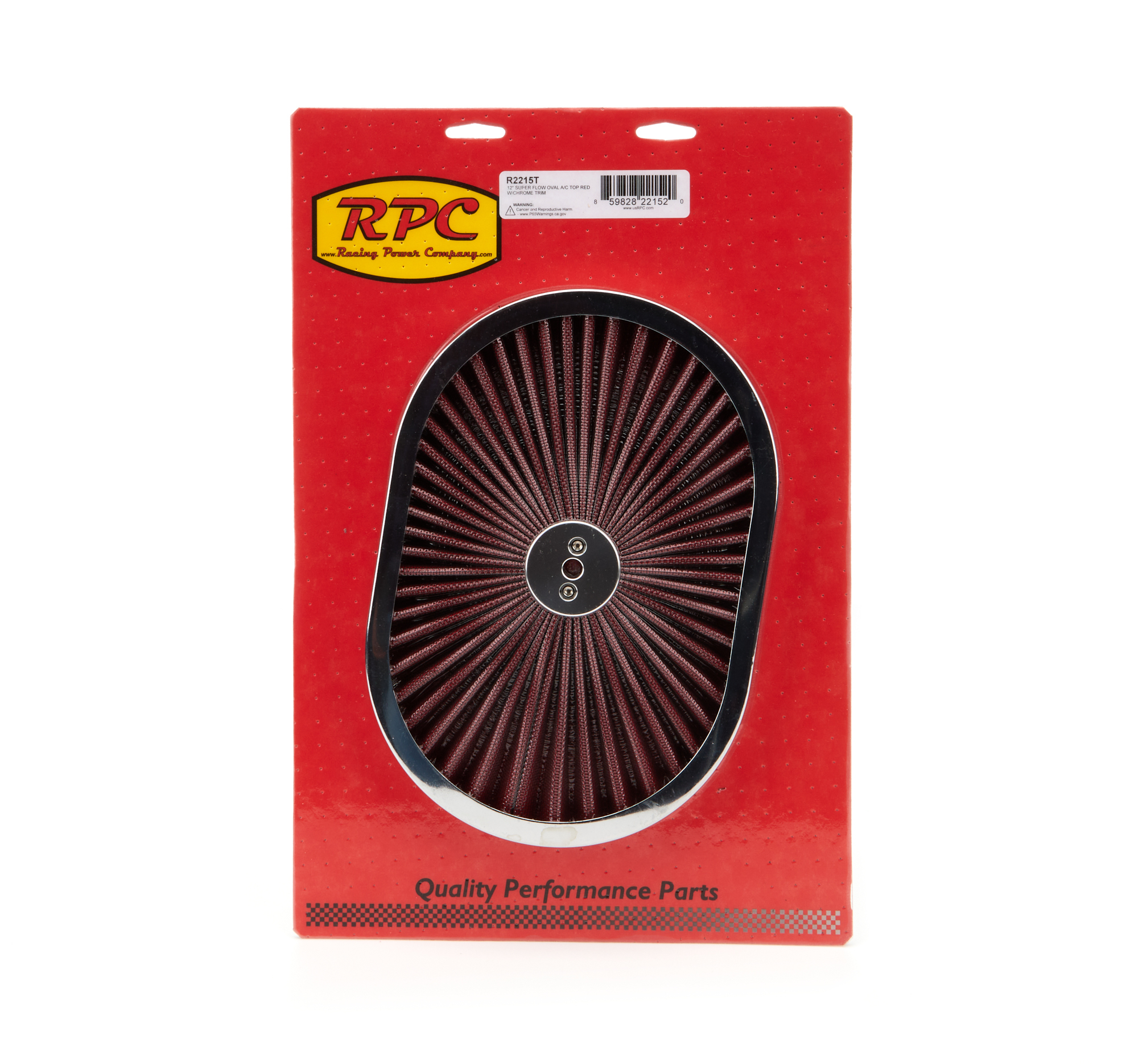 Racing Power Company R2215T - 12in Super Flow Oval Air Cleaner Red Mesh