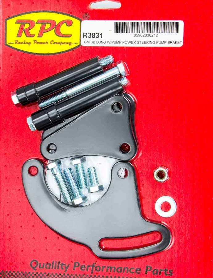 Racing Power Company R3831 - SBC Saginaw Power Steer Bracket Lwp Black