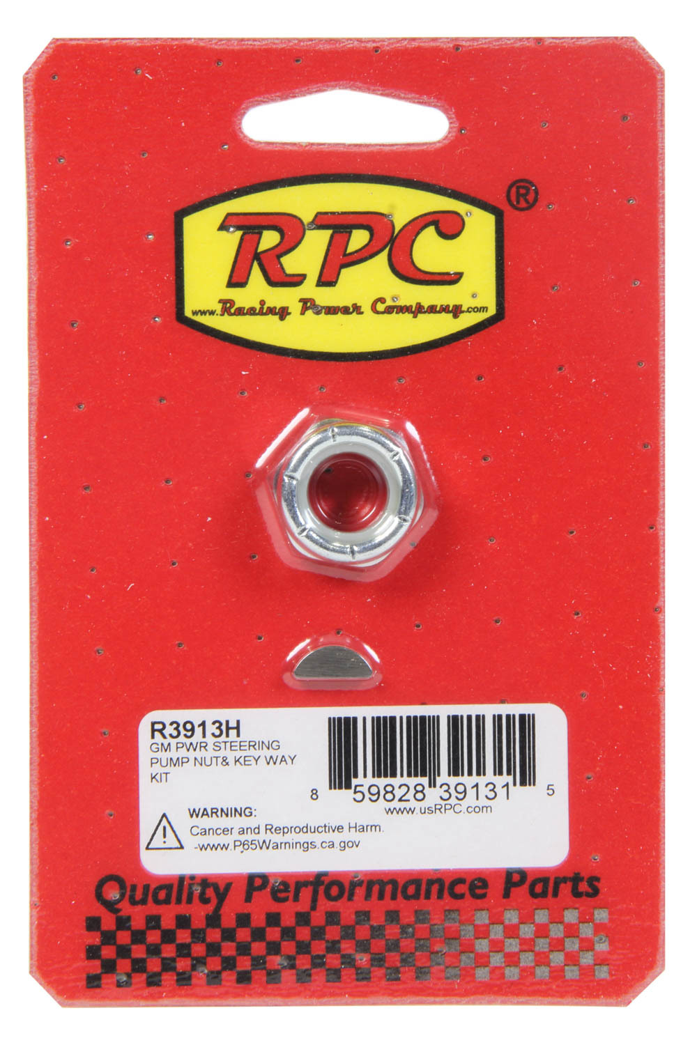 Racing Power Company R3913H - GM Power Steering Pump Nut and Keyway Kit