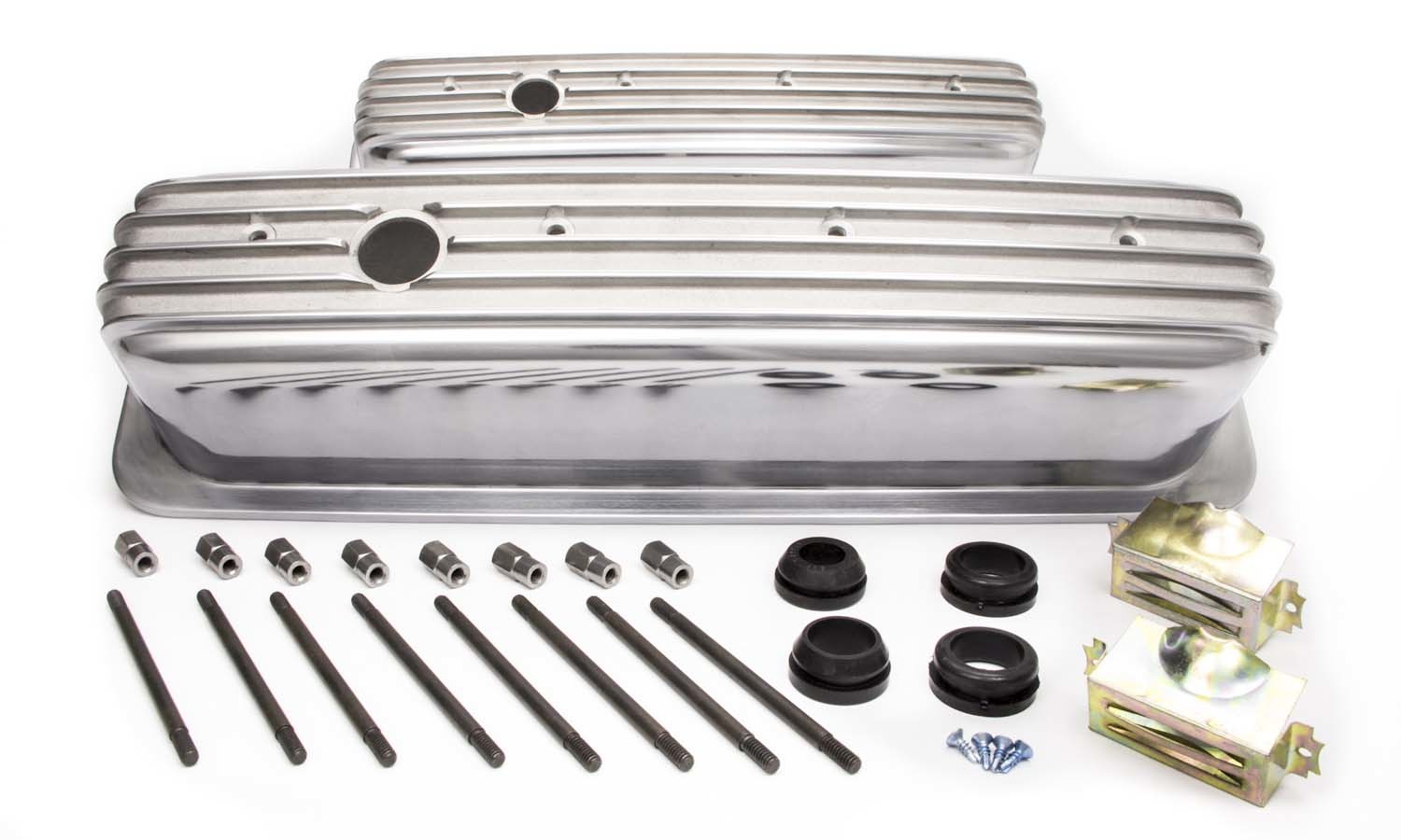 Racing Power Company R6191 - SBC Alum Finned Tall Center Bolt V/C Polished
