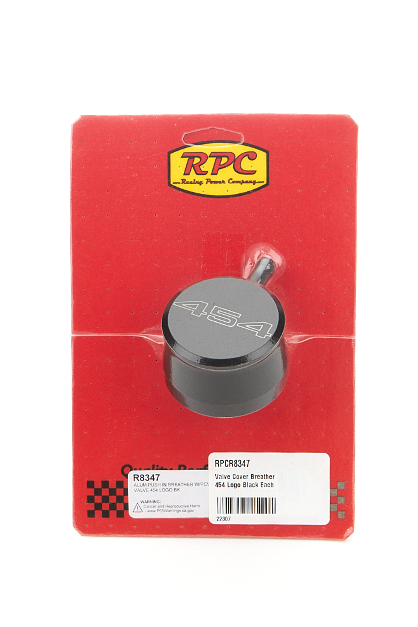 Racing Power Company R8347 - Valve Cover Breather 454 Logo Black Each