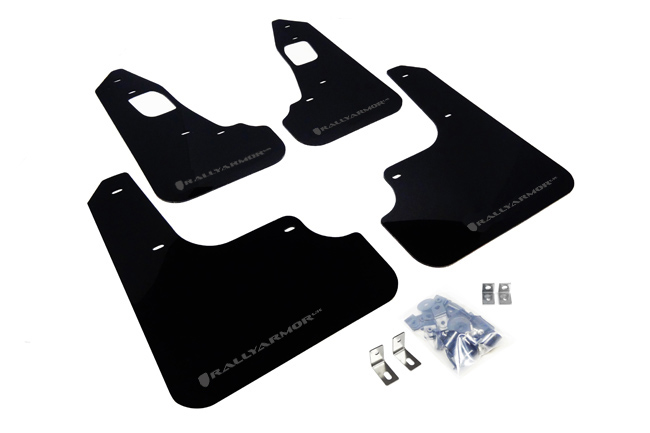 Rally Armor MF10-UR-BLK/GRY - 08-17 Mitsubishi EVO X Black UR Mud Flap w/ Grey Logo