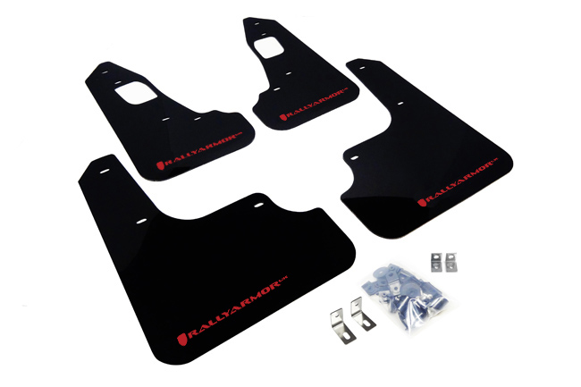 Rally Armor MF10-UR-BLK/RD - 08-17 Mitsubishi EVO X Black UR Mud Flap w/ Red Logo
