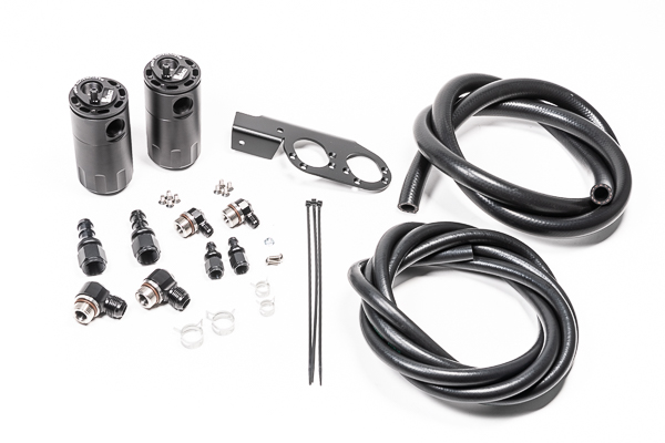 Radium Engineering 20-0729-FL - Dual Catch Can Kit Nissan Z33 V35 VQ35DE/HR Fluid Lock