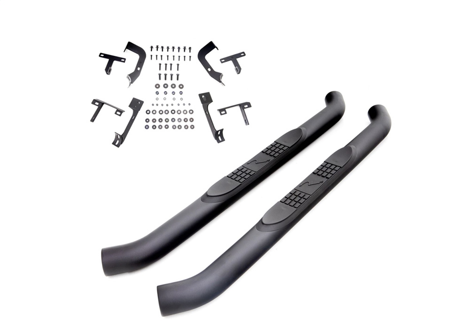 Rampage 8855 - Products  3 In. Round Bent Steel Nerf Bar for 2018-2021 Jeep Wrangler JL (2-Door), Black