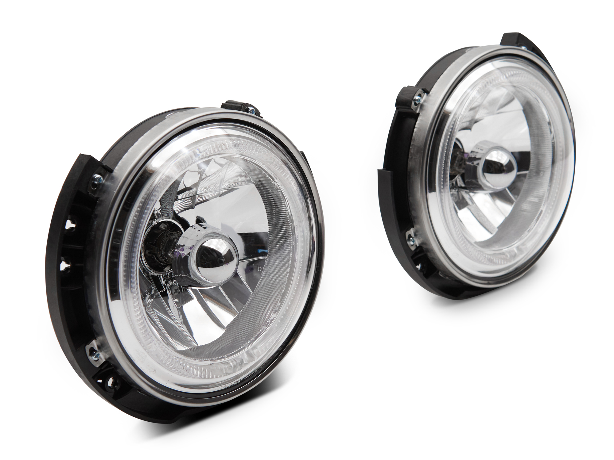 Raxiom J121871 - 07-18 Jeep Wrangler JK LED Halo Headlights- Chrome Housing (Clear Lens)