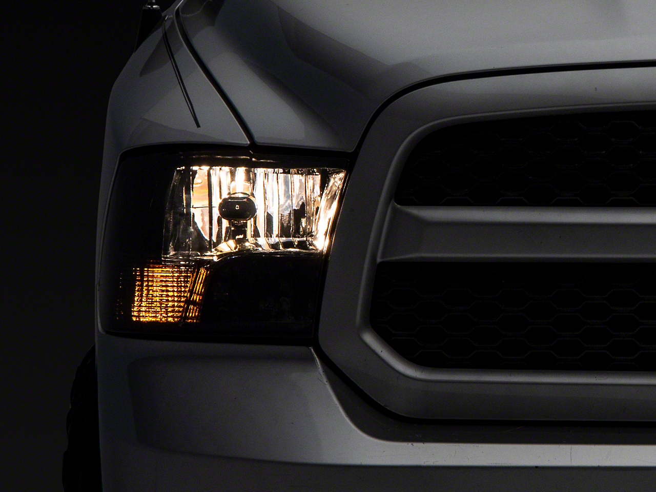 Raxiom R118021 - 09-18 Dodge RAM 1500 Axial OEM Rep Headlights w/ Dual Bulb- Chrome Housing (Smoked Lens )