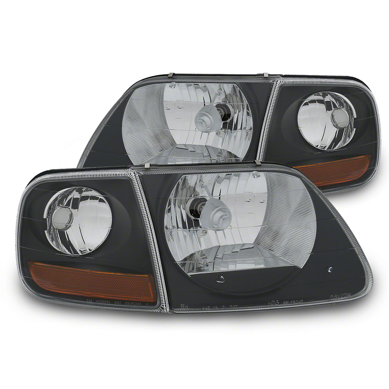 Raxiom T542830 - 97-03 Ford F-150 G2 Euro Headlights w/ Parking Lights- Blk Housing (Clear Lens)