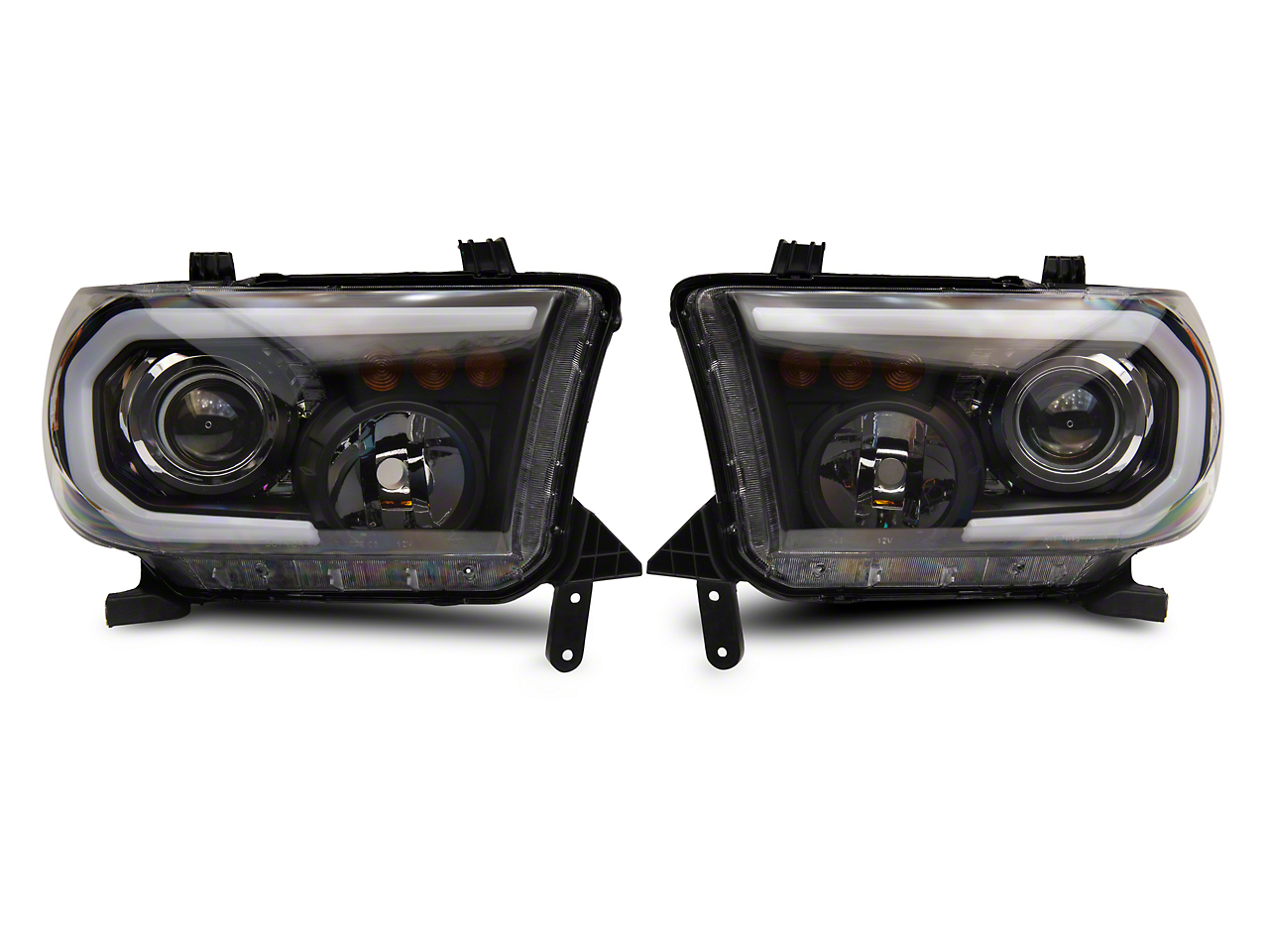Raxiom TU16007 - 07-13 Toyota Tundra Axial Projector Headlights w/ SEQL LED Bar- Blk Housing (Clear Lens)