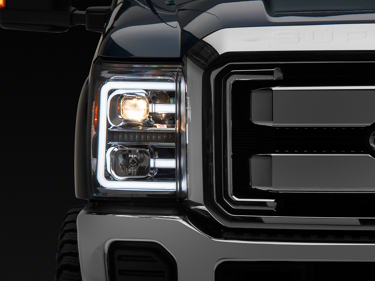 Raxiom SD3621 - 11-16 Ford F-250 Super Duty LED Projector Headlights - Chrome Housing (Clear Lens)