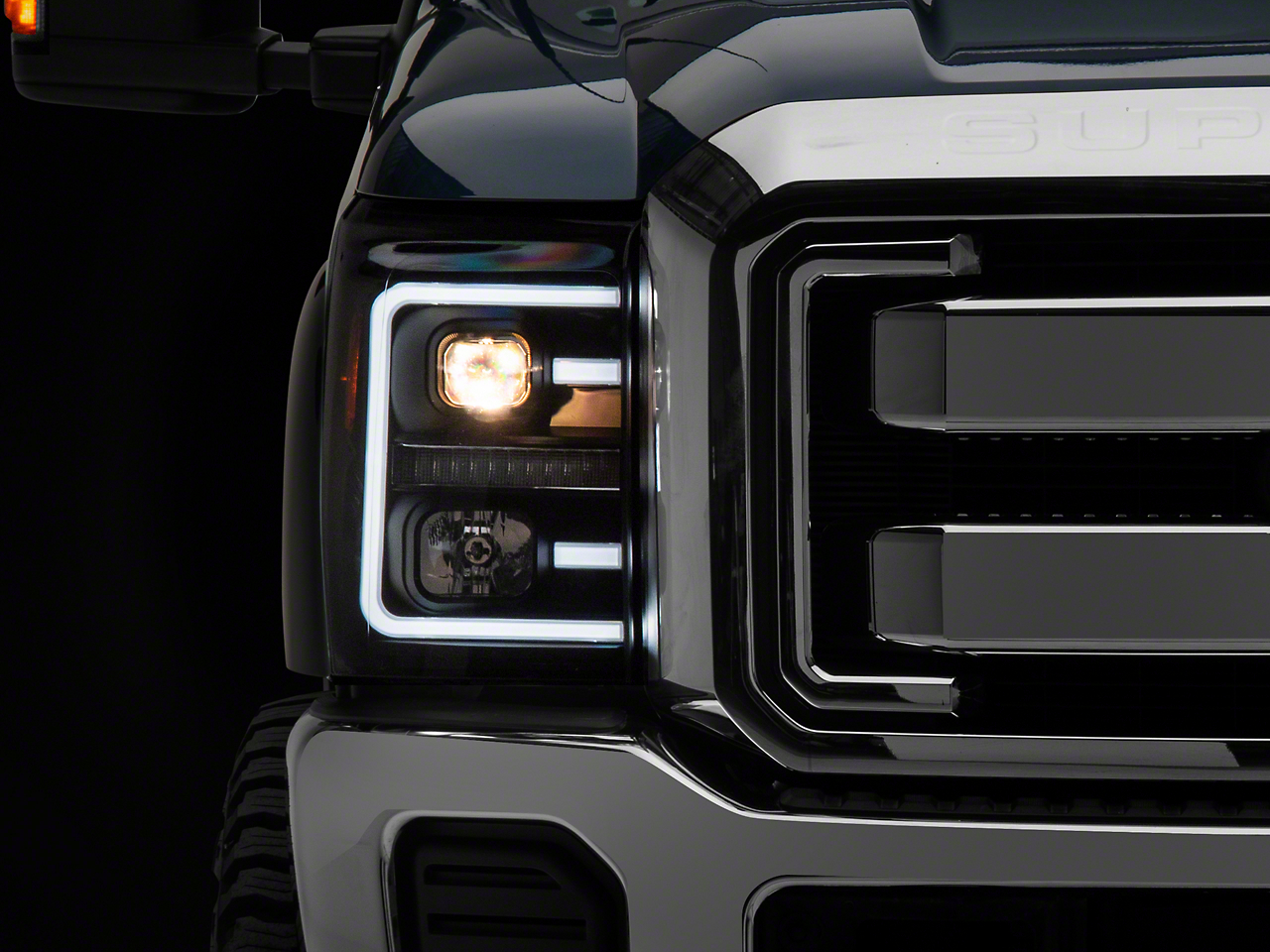 Raxiom SD3620 - 11-16 Ford F-250 Super Duty LED Projector Headlights - Blk Housing (Clear Lens)
