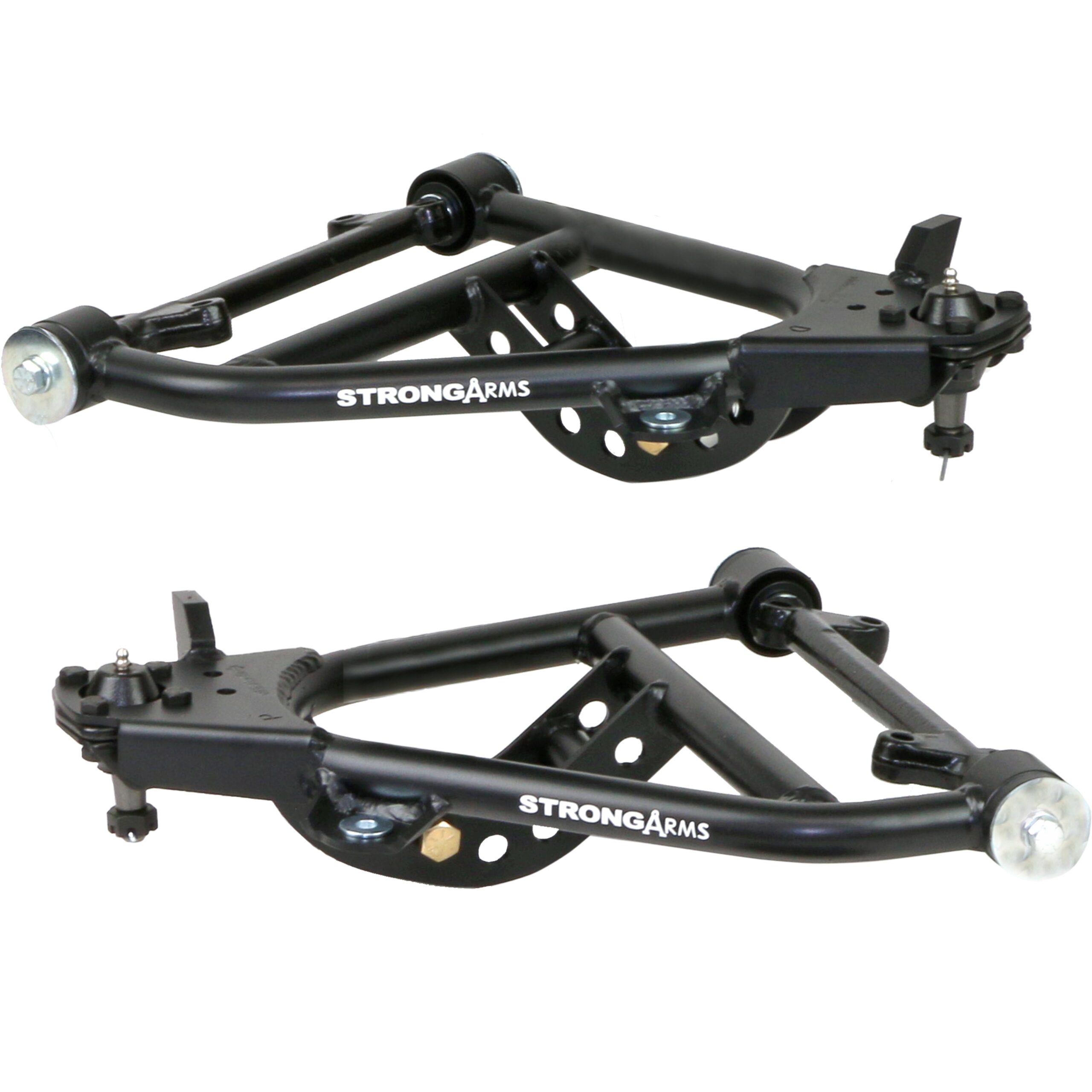 Ridetech 11012899 - Front Lower Strongarms For 1955-1957 Bel Air For Use W/ Coil-Over/Shockwave Pair Of Tubular Control Arms W/ Ball Joints Cross Shafts And Delrin Bushings Powder Coated Satin Black