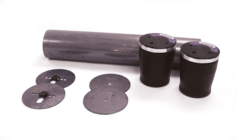 Ridetech 11009502 - Coolride Air Spring And Bracket Kit Universal Fitment 3000 Lb 5 Inch Diameter Tapered Sleeve Air Springs 4.5 Inch Diameter Tubing And Plates