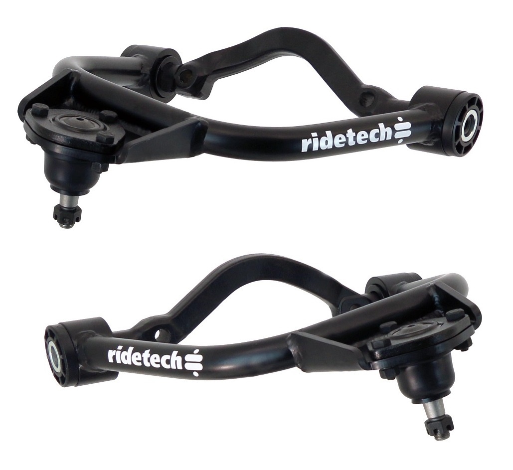 Ridetech 11053699 - Front Upper Strongarms For 1958-1964 Impala Pair Of Tubular Control Arms W/ Ball Joints Cross Shafts And Delrin Bushings Powder Coated Satin Black