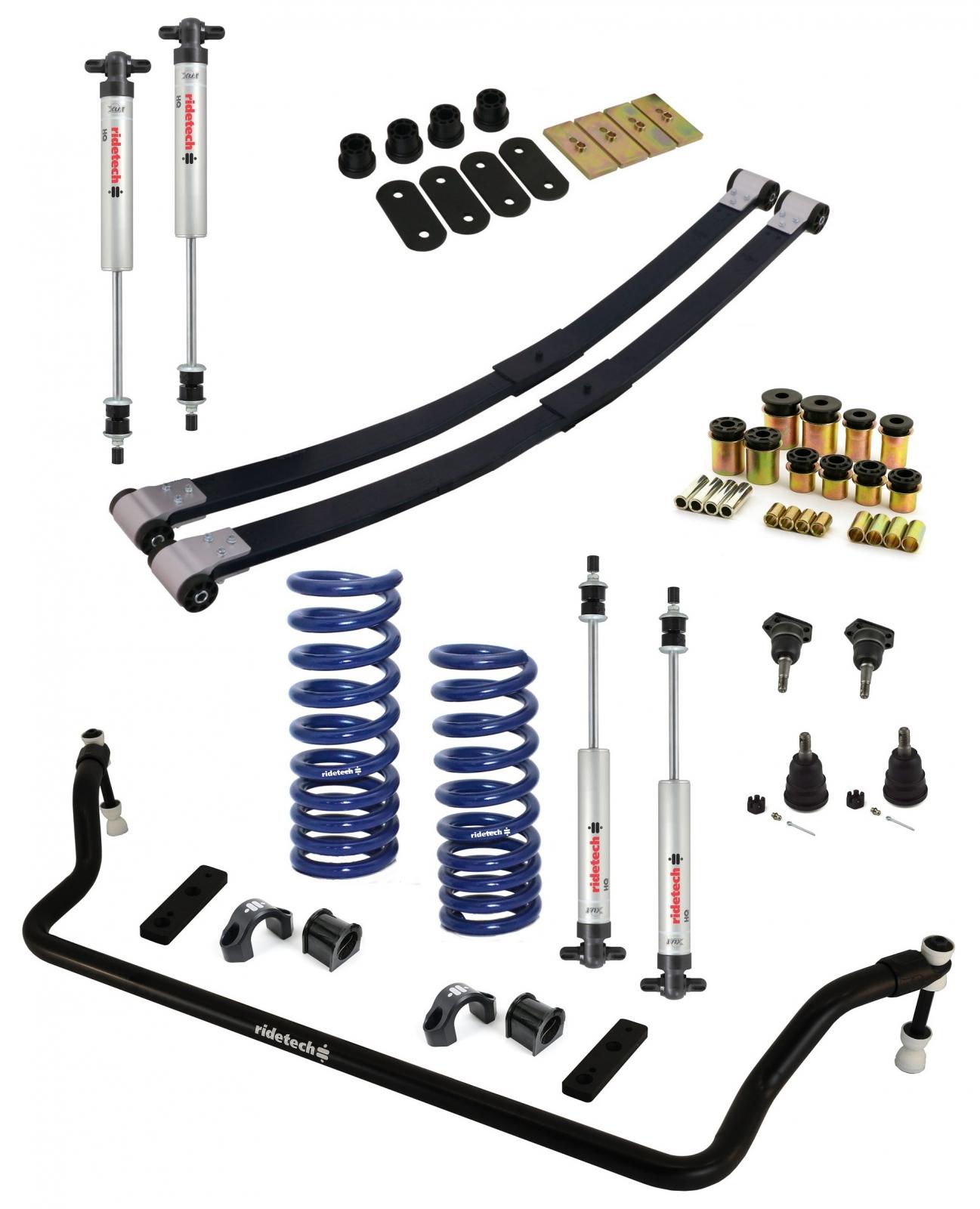 Ridetech 11175010 - Streetgrip Suspension System For 1970-1981 Camaro and Firebird W/ Small Block Front Dual Rate Coil Springs Rear Composite Leaf Springs Delrin Control Arm Bushings Ball Joints Front Sway Bar And HQ Shocks