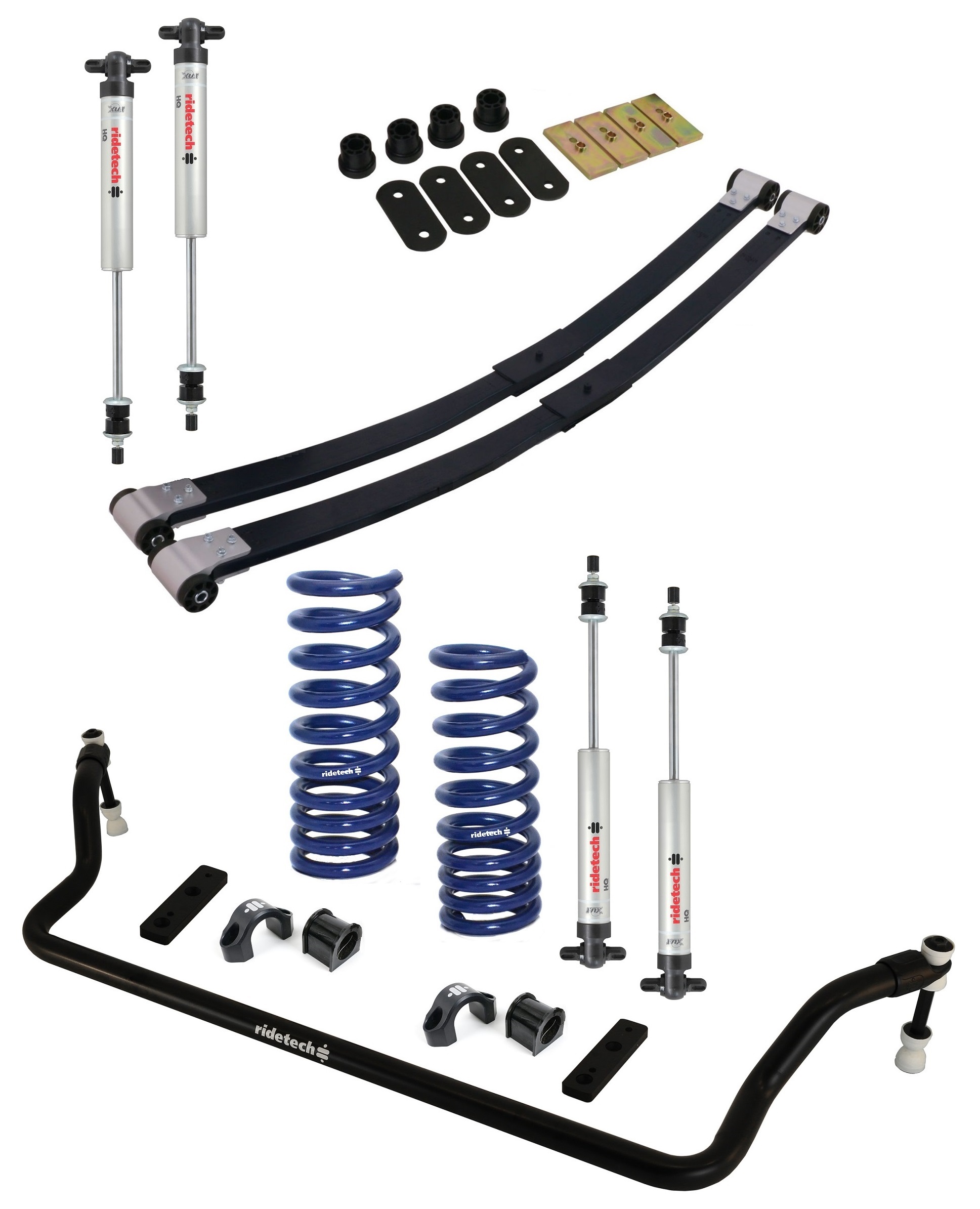 Ridetech 11175012 - Streetgrip Suspension System For 1970-1981 Camaro and Firebird W/ Small Block No Bushings Or Ball Joints Front Dual Rate Coil Springs Composite Leaf Springs Front Sway Bar And HQ Shocks No Ball Joints Or Bushings
