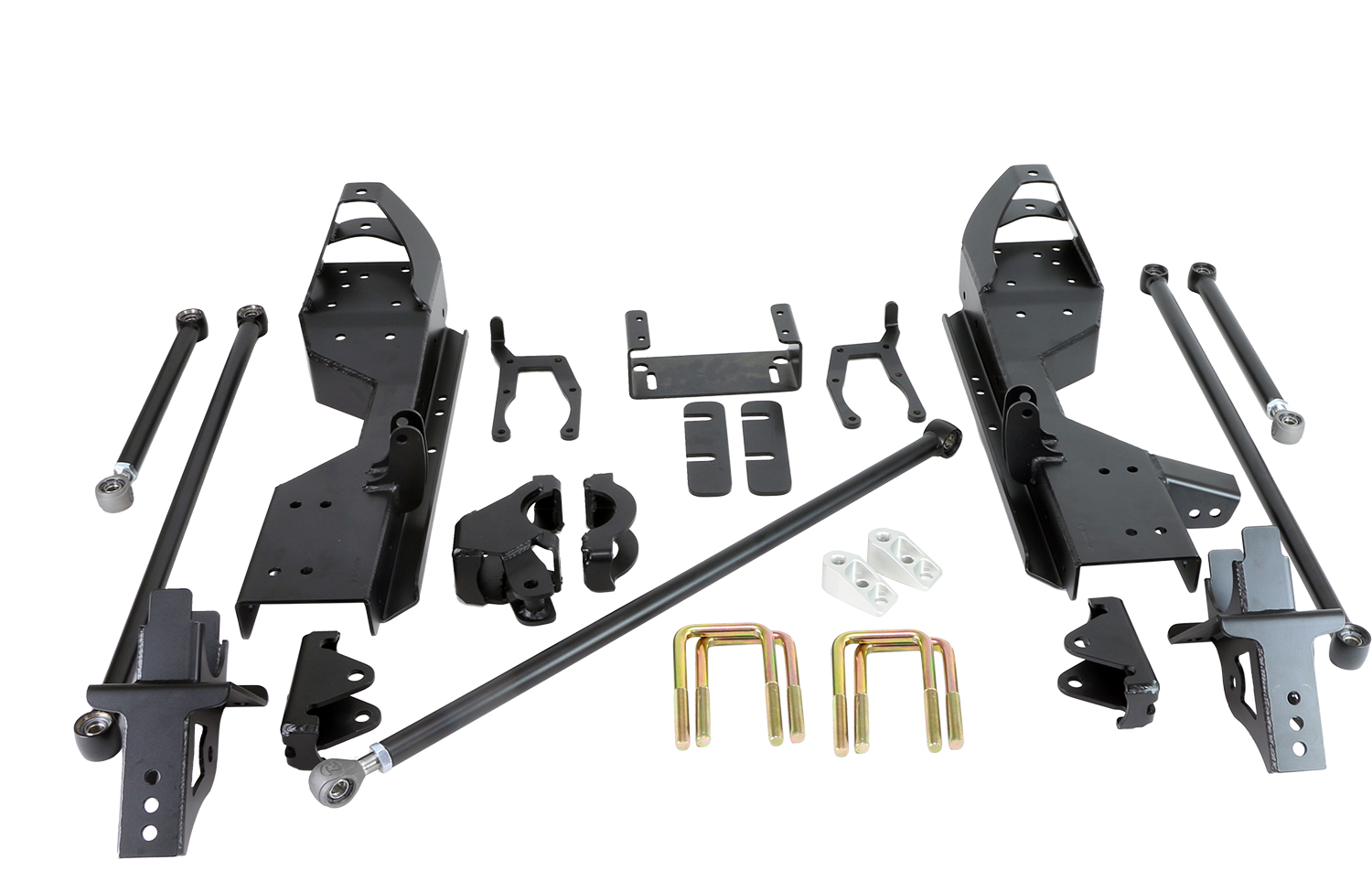 Ridetech 11387199 - Bolt-On 4-Link For 1999-2006 Silverado / Sierra 1500 2WD 2007 Classic R-Joints Bars Mounting Brackets Panhard Bar C-Notches And Hardware Powder Coated Black For Use W/ Shockwaves Or Coil-Overs Sold Separately