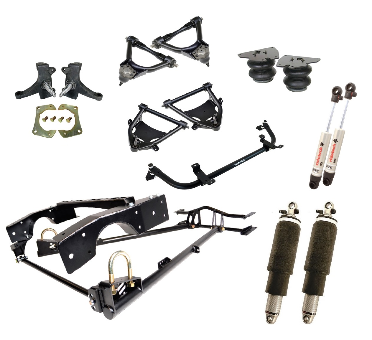 Ridetech 11350298 - HQ Air Suspension System For 1971-1972 C10 Front Coolride W/ HQ Shocks Upper And Lower Strongarms Drop Spindles Front Sway Bar Rear Strongarms System HQ Rear Shockwaves Ridetech 11350298 - HQ Air Suspension System For 1971-1972 C10 Front Coolride W/ HQ Shocks Upper And Lower Strongarms Drop Spindles Front Sway Bar Rear Strongarms System HQ Rear Shockwaves
