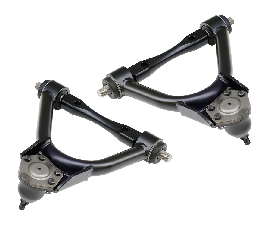 Ridetech 11363699 - Front Upper Strongarms For 1973-1987 C10 Pair Of Tubular Control Arms W/ Ball Joints Cross Shafts And Delrin Bushings Powder Coated Satin Black