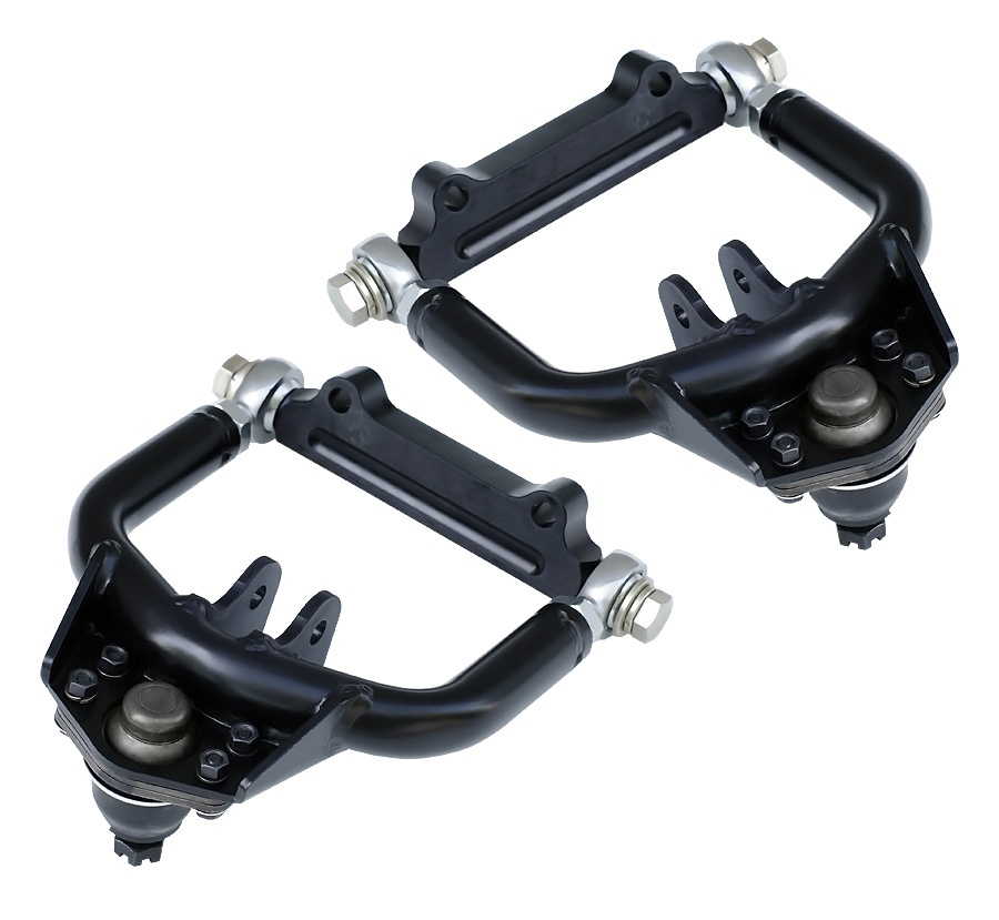 Ridetech 12103699 - Front Upper Strongarms For 1967-1970 Mustang And Cougar For Use W/ Coil-Overs Or Shockwaves Pair Of Tubular Control Arms W/ Ball Joints Heim Ends And Billet Cross ShaftsPowder Coated Satin Black