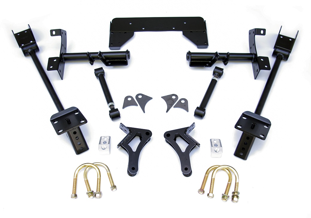 Ridetech 13027199 - Bolt-On 4-Link For 1970-1974 Mopar E-Body R-Joints Adjustable Upper Bars Fixed Lower Bars Bolt-On Cradle Axle Brackets And Hardware Powder Coated Black For Use W/ Shockwaves Or Coil-Overs Sold Separately