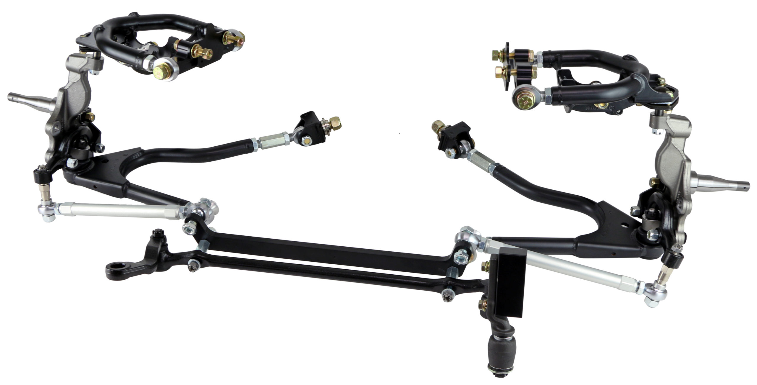 Ridetech 12289599 - Truturn System For 1961-1965 Falcon For Use W/ Coil-Overs Or Shockwaves Sold Separately Upper And Lower Arms Delrin Bushings Ball Joints Cross Shafts Tall/Drop Spindles Steering Arms And Tie RodsPowder Coated Black