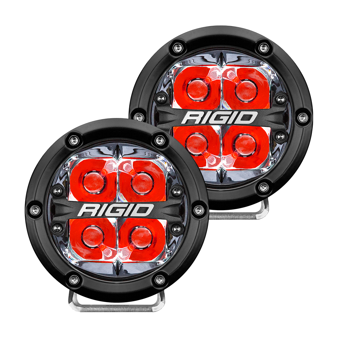 Rigid 36112 - 360-Series 4 Inch Led Off-Road Spot Beam Red Backlight Pair
