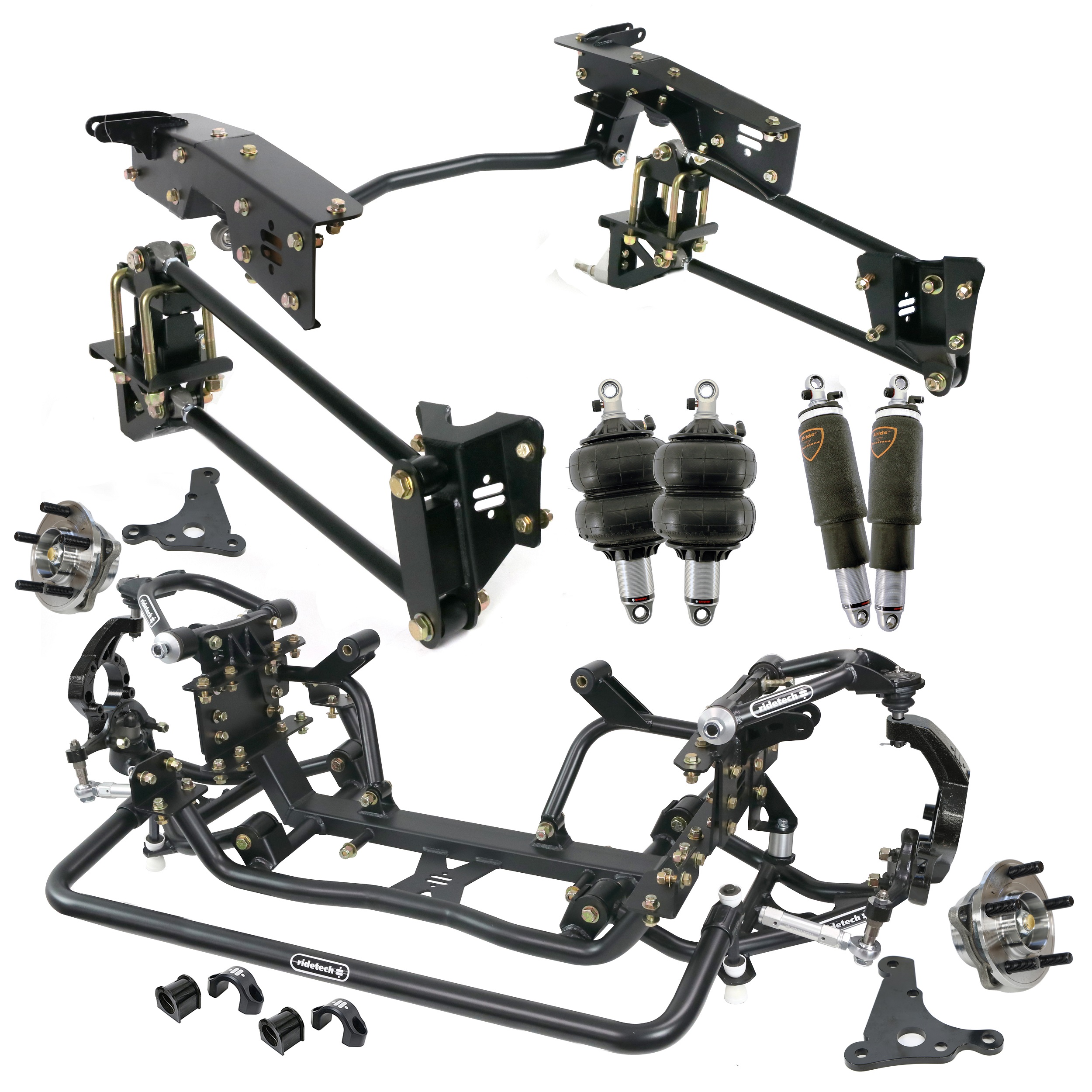 Ridetech 12330296 - HQ Air Suspension System W/ Hub Spindles For 1973-1979 F-100 Front And Rear HQ Shockwaves Front Suspension System And Spindles W/ S550 Hubs Caliper Brackets Bolt-On 4-Link Hub Spindle Ridetech 12330296 - HQ Air Suspension System W/ Hub Spindles For 1973-1979 F-100 Front And Rear HQ Shockwaves Front Suspension System And Spindles W/ S550 Hubs Caliper Brackets Bolt-On 4-Link Hub Spindle