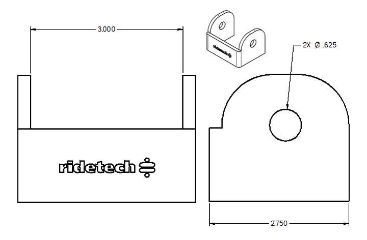 Ridetech 90000188 - Large Rod End Bracket 3 Inch Wide Mustang Ridetech 90000188 - Large Rod End Bracket 3 Inch Wide Mustang
