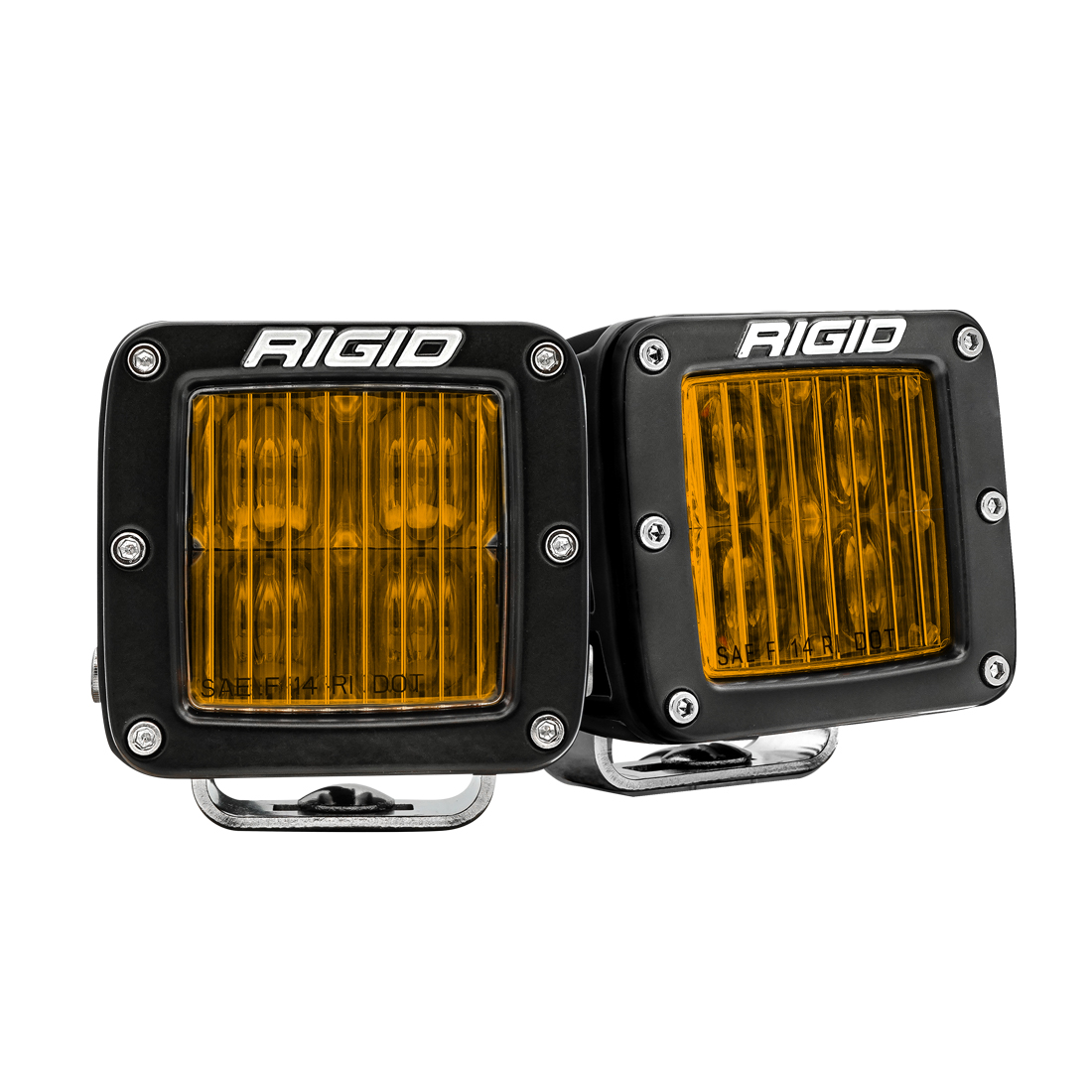 Rigid 504816 - SAE J583 Compliant Selective Yellow Fog Light Pair D-Series Pro Street Legal Surface Mount