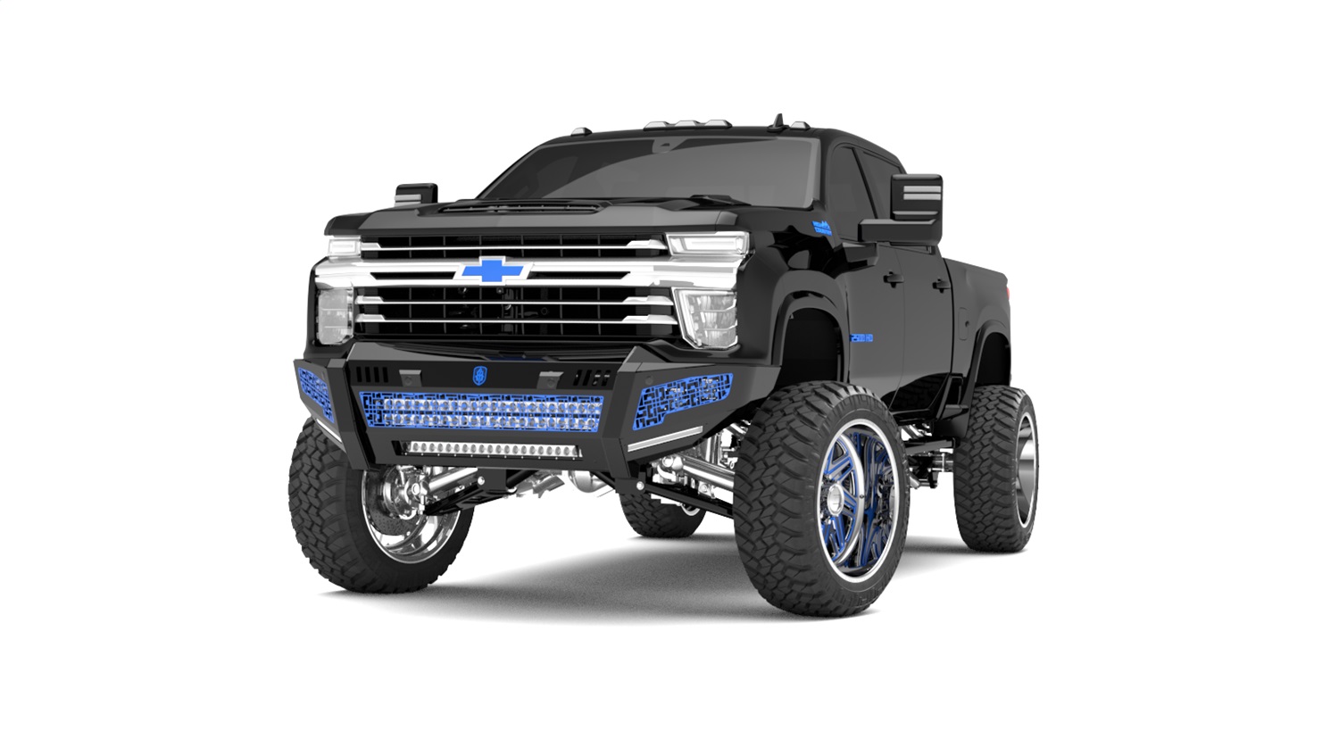 Road Armor 3202DF-A0-P2-MD-BH - 20-22 CHEVY 2500 iD Front Bumper / No Shackles / X2 Cube / Mesh iD Pattern / HDWR Kit