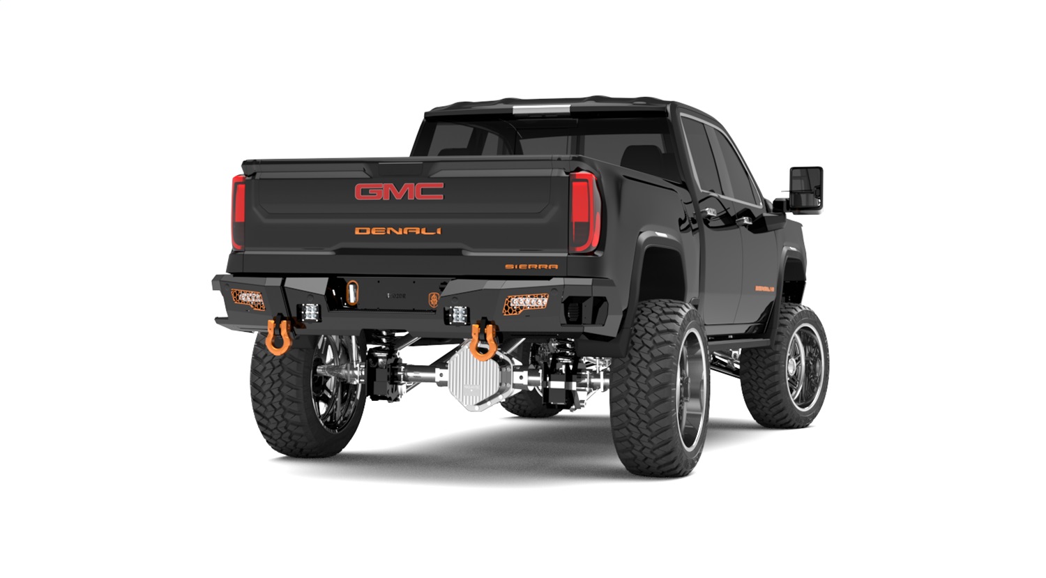 Road Armor 3202DR-B0-P2-MH-BH - 2020 Chevy 2500 iD Rear Bumper w/Shackles/End Pods/Dual & Single Pods/Mesh Hyve/Hardware