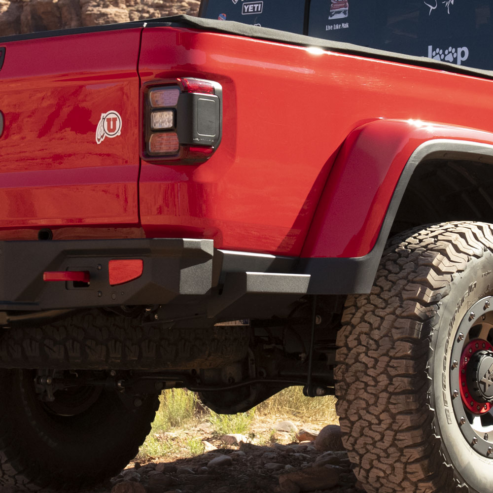 Rock Slide Engineering BR-100-JT4 - Gladiatror Rear Rock Sliders for 20-Pres Jeep Gladiator JT Steel Powdercoat