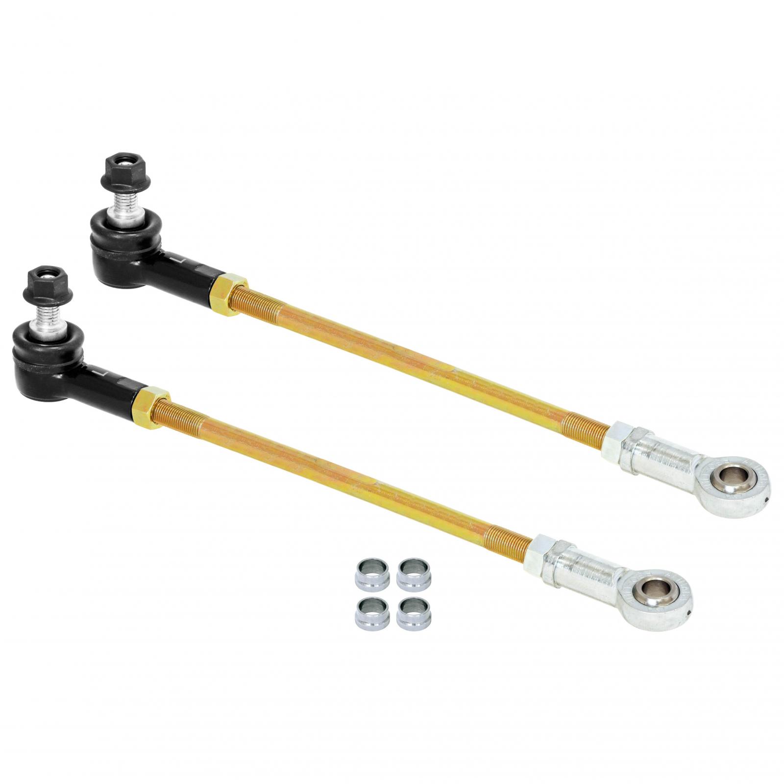 RockJock RJ-253204-101 - Adjustable Sway Bar End Link Kit for JT Rear (12 1/2 Inch Long Rods Sealed Rod Ends Thru-Bolt Heims Jam Nuts Misalignment Spacers pair)  4X4