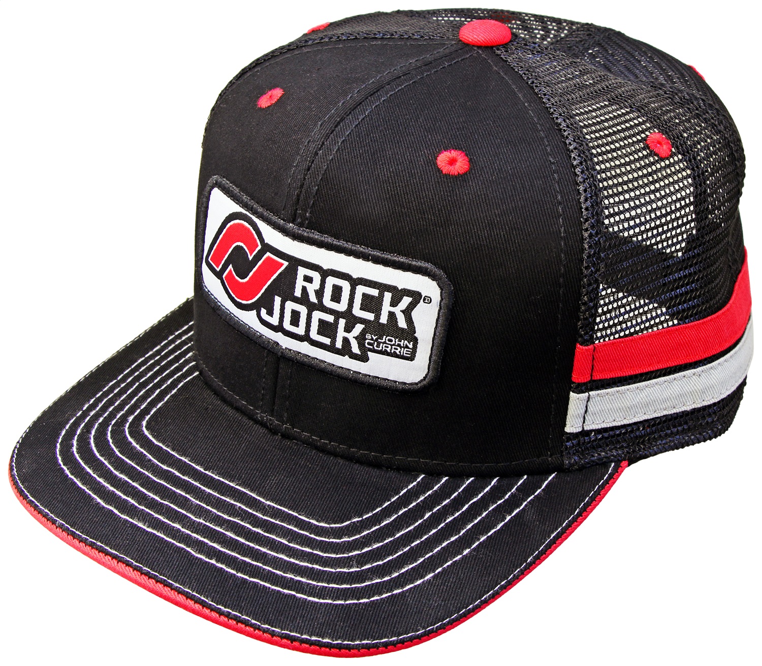 RockJock RJ-715000-3 - Hat; Retro w/Stripes And Patch; Mesh Back; Adjustable;