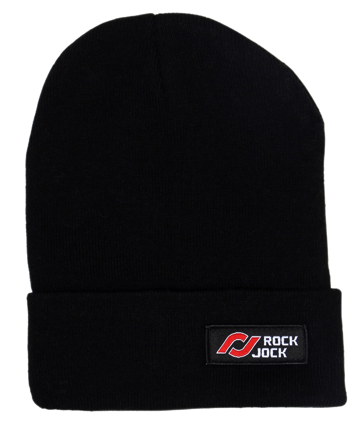 RockJock RJ-716002-1 - Beanie; Black w/Red And White  Logo Patch; One Size Fits All;