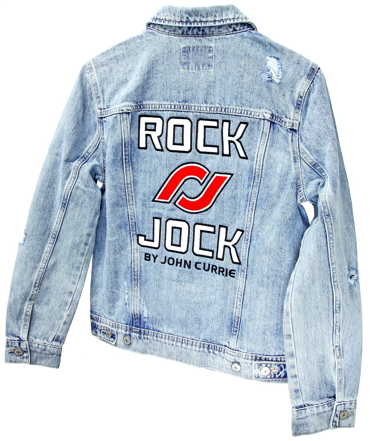 RockJock RJ-714000-L - Jean Jacket; w/Embroidered Logos Front And Back; Blue; Womens Large;