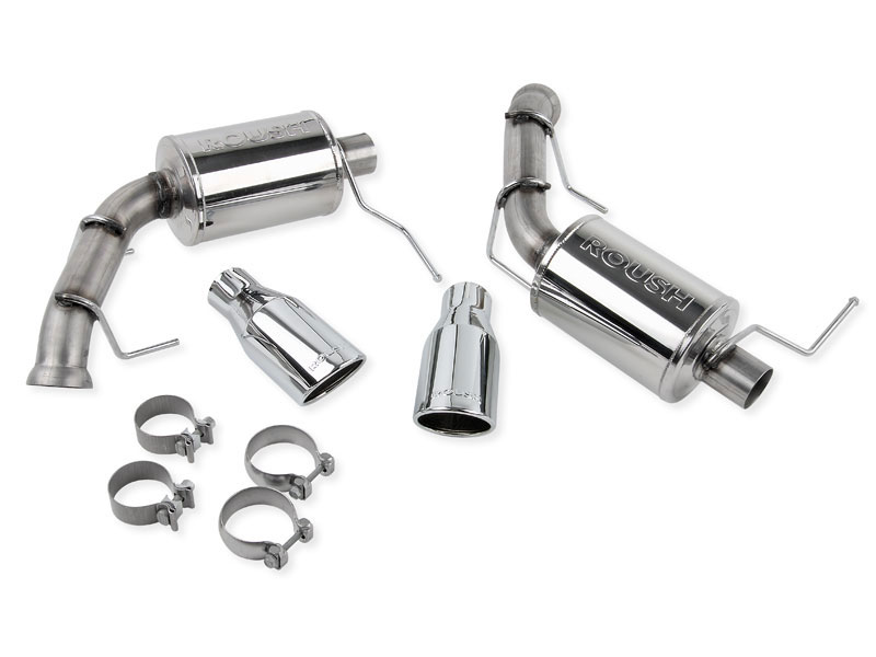 Roush 421127 - 2011-2014 Ford Mustang V8 Enhanced Sound Dual Axle-Back w/ Round Tips