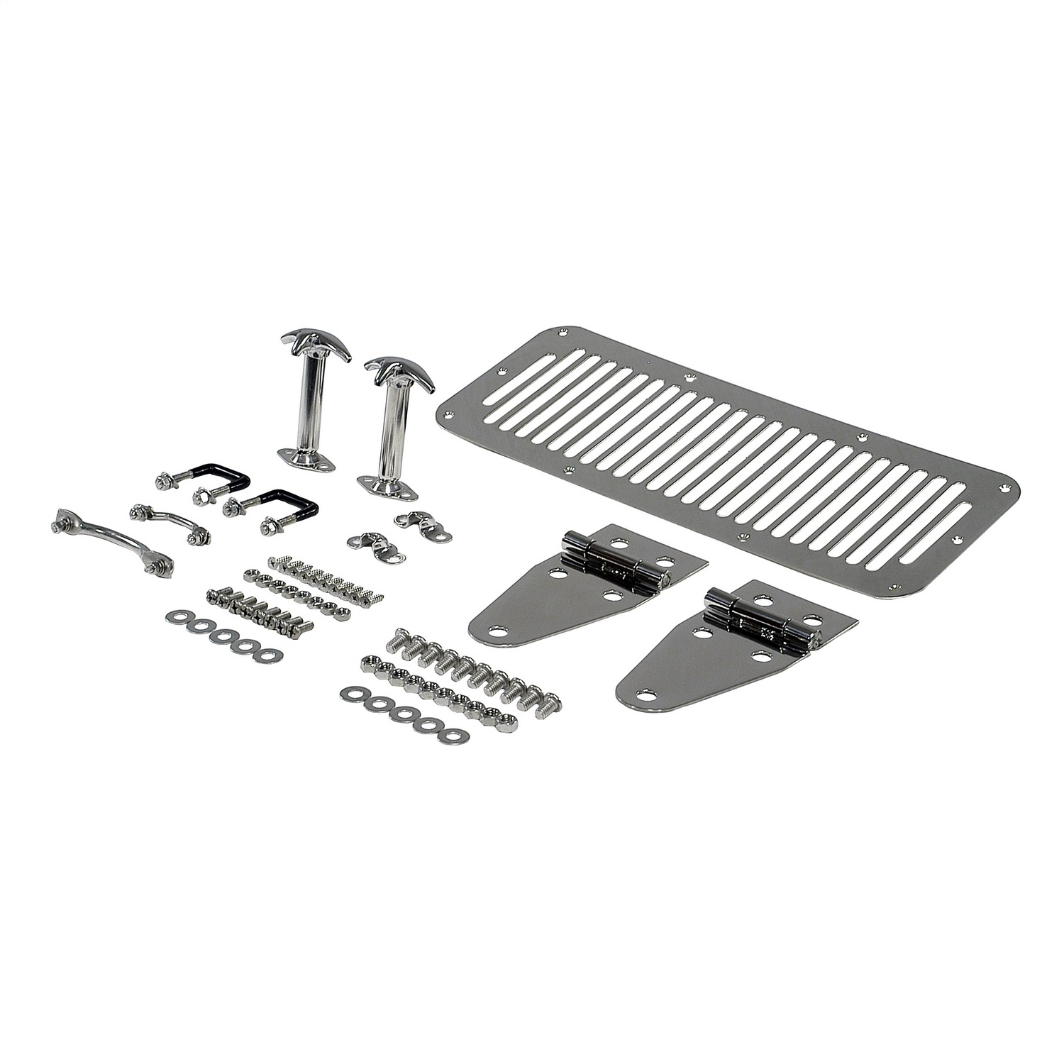 Rugged Ridge 11101.01 - 76-86 Jeep CJ / 87-95 Jeep Wrangler Stainless Steel Hood Dress Up Kit