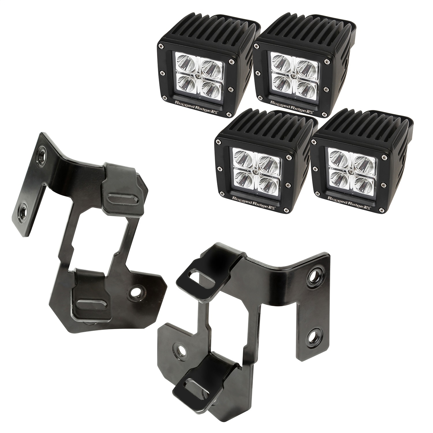 Rugged Ridge 11232.33 - 07-18 Jeep Wrangler JK Semi-Gloss Black Square A-Pillar LED Light Mount Kit Rugged Ridge 11232.33 - 07-18 Jeep Wrangler JK Semi-Gloss Black Square A-Pillar LED Light Mount Kit
