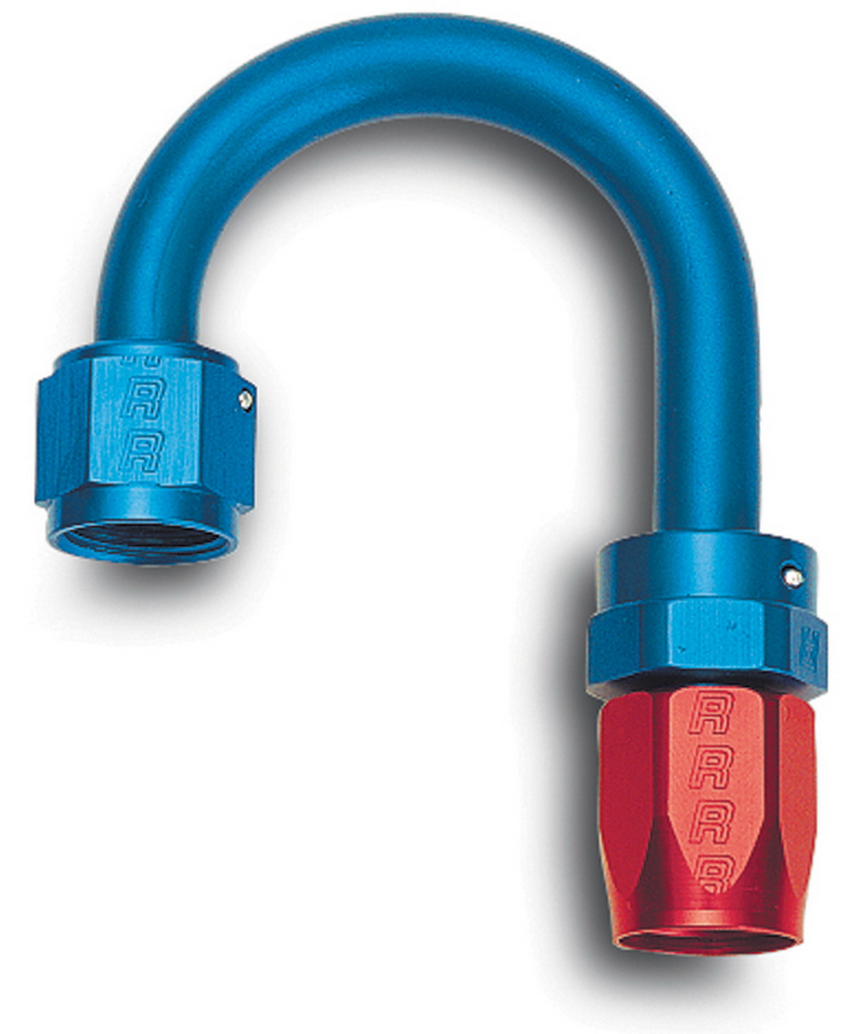 Russell 613260 - Performance -6 AN Red/Blue 180 Degree Full Flow Swivel Hose End (With 1in Radius)