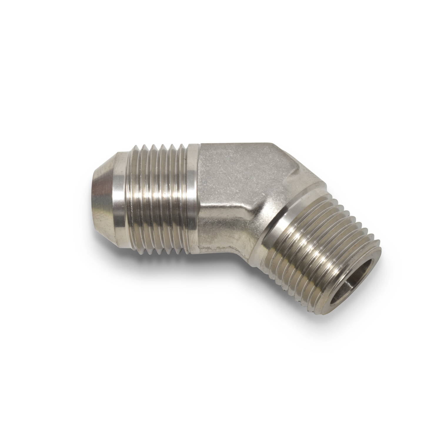 Russell 662391 - Performance -6 AN to 3/8in NPT 45 Degree Flare to Pipe Adapter Russell 662391 - Performance -6 AN to 3/8in NPT 45 Degree Flare to Pipe Adapter