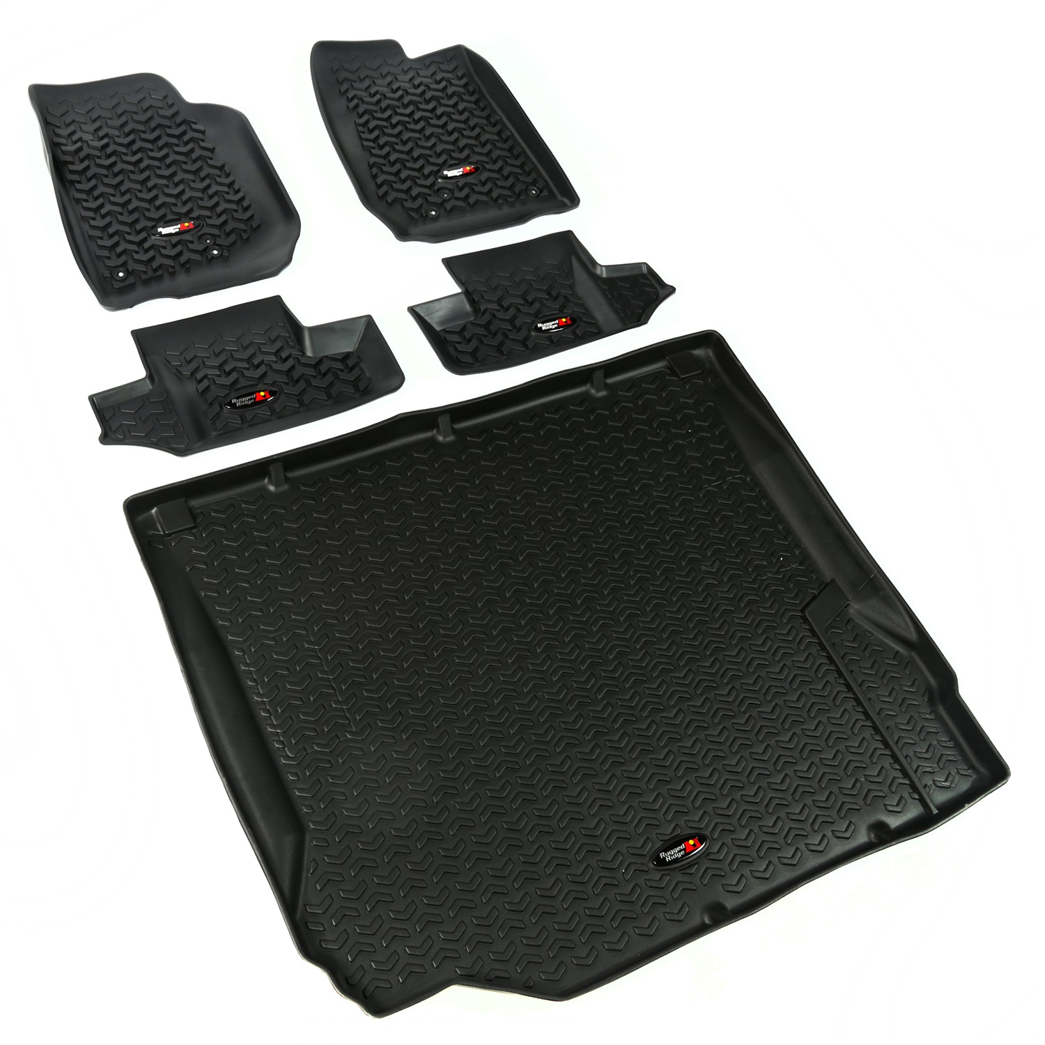 Rugged Ridge 12988.02 - Floor Liner Front/Rear/Cargo Black 2007-2010 Jeep Wrangler JK 2 Dr Rugged Ridge 12988.02 - Floor Liner Front/Rear/Cargo Black 2007-2010 Jeep Wrangler JK 2 Dr