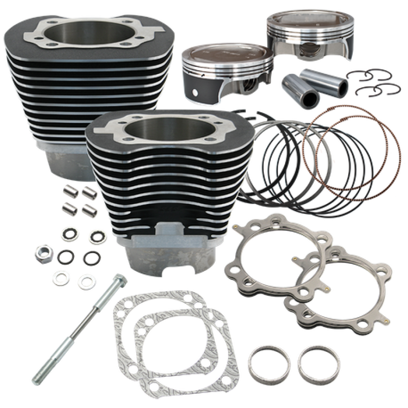 S&S Cycle 910-0324 - 07-16 BT 124in Low Compression 4-1/8in Big Bore Kit - Wrinkle Black