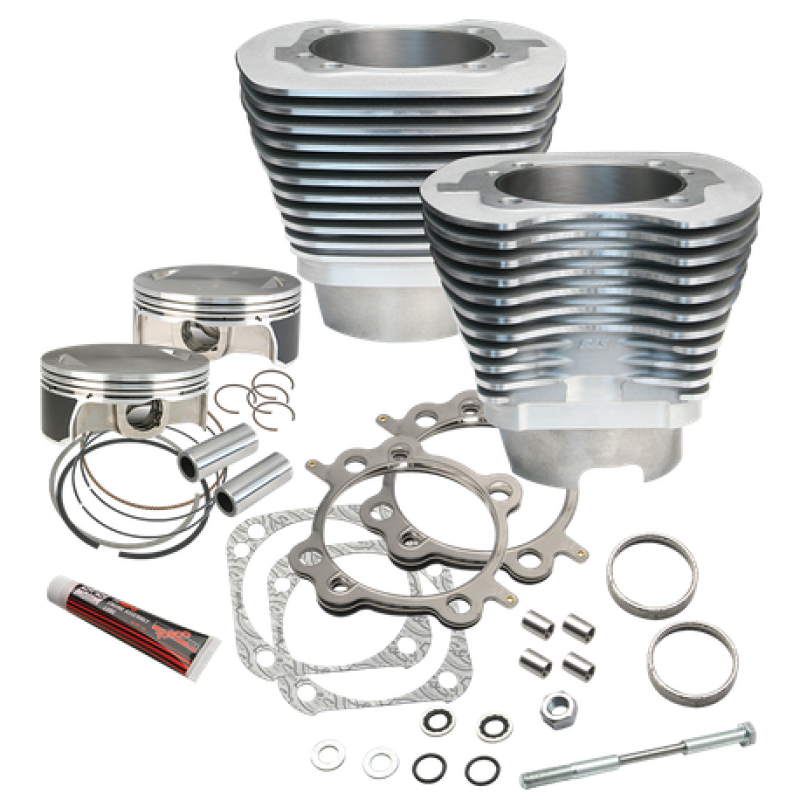 S&S Cycle 910-0213 - 07-17 BT 117in Big Bore Cylinder Kit - Silver